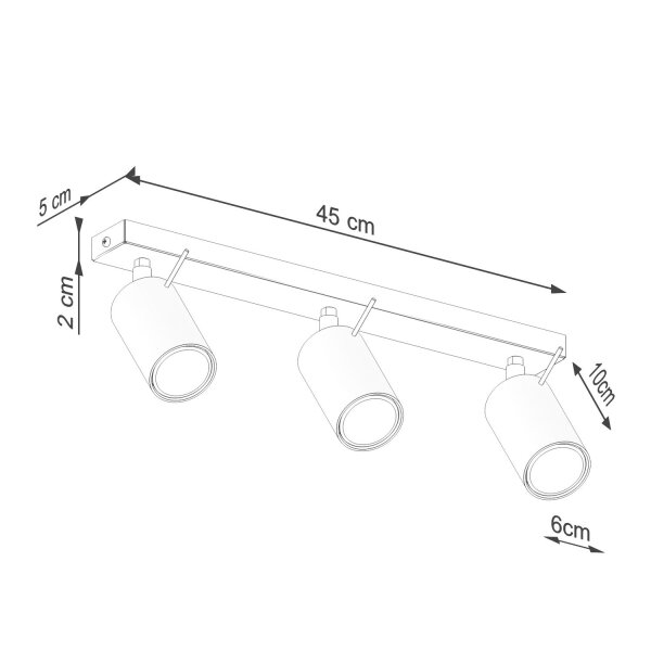 Deckenspot Ocker Stahl GU10 L:45 cm 3-flmg verstellbar
