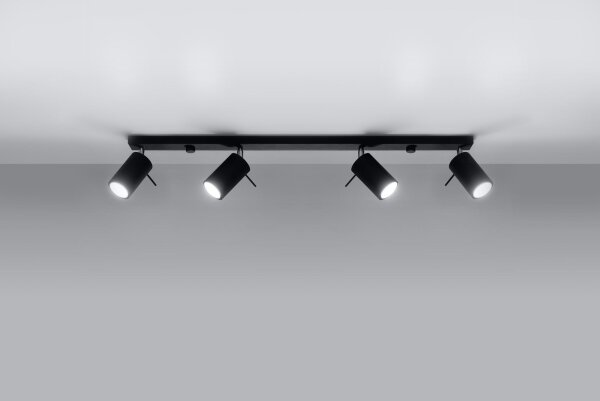 Deckenstrahler Schwarz 4-flammig GU10 80 cm flexibel