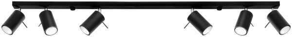 Deckenspot verstellbar Schwarz GU10 L:118 cm 6-flammig