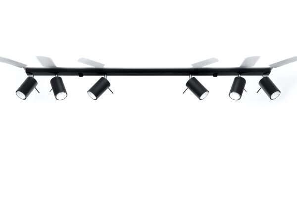 Deckenspot verstellbar Schwarz GU10 L:118 cm 6-flammig