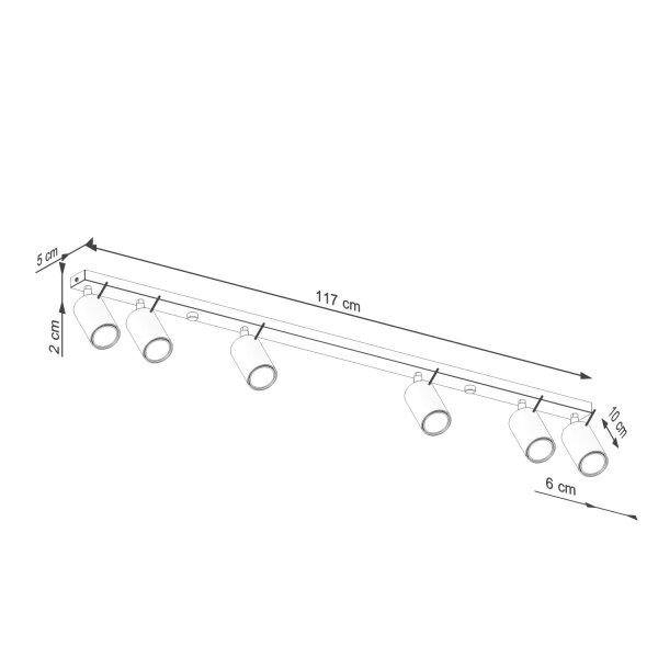 Deckenspot verstellbar Olivgrün GU10 L:118 cm 6-flammig