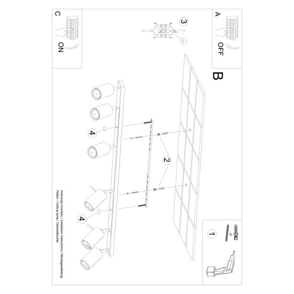 Deckenspot verstellbar Olivgrün GU10 L:118 cm 6-flammig