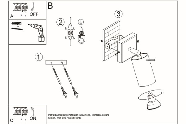 Wandstrahler flexibel Weiß GU10 H:8 cm beweglich