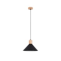 Hängelampe Holz Stahl Schwarz E27 rund Ø30 cm...