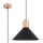 Hängelampe Holz Stahl Schwarz E27 rund Ø30 cm Esstisch