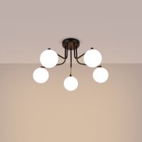 Deckenleuchte Glas Stahl Schwarz G9 B:64 cm 5-flammig