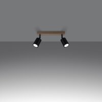Deckenstrahler Holz Stahl Schwarz GU10 46 cm flexibel