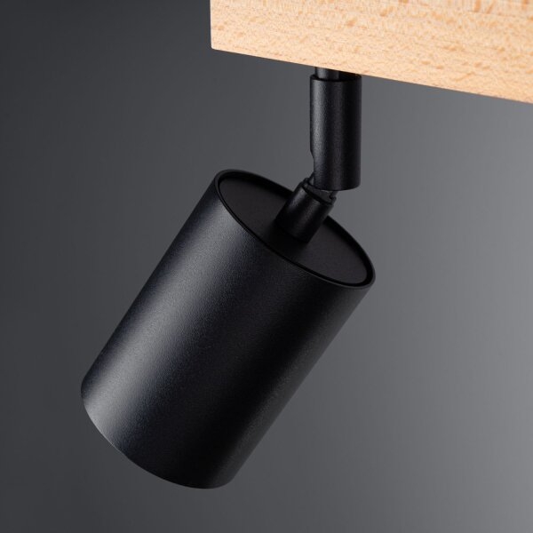 Deckenstrahler Holz Stahl Schwarz GU10 61 cm flexibel