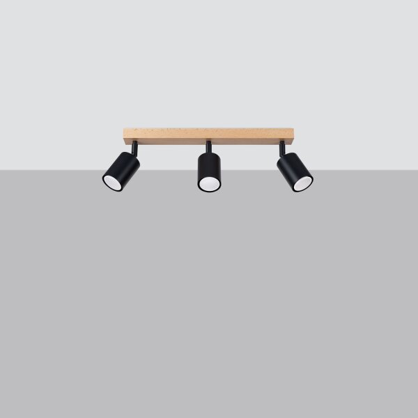 Deckenstrahler Holz Stahl Schwarz GU10 61 cm flexibel