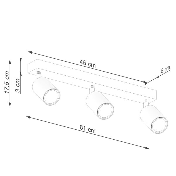Deckenstrahler Holz Stahl Schwarz GU10 61 cm flexibel