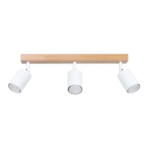 Deckenstrahler Holz Stahl Weiß GU10 61 cm verstellbar