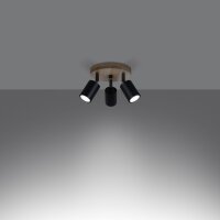 Deckenspot flexibel Holz Stahl GU10 L:33 cm 3-flammig