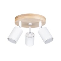 Deckenspot flexibel Holz Stahl Weiß GU10 L:33 cm...
