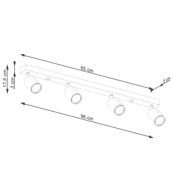 Deckenspot Holz Stahl Schwarz GU10 verstellbar 96 cm