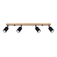 Deckenspot Holz Stahl Schwarz GU10 verstellbar 96 cm