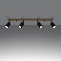 Deckenspot Holz Stahl Schwarz GU10 verstellbar 96 cm