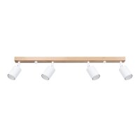 Deckenspot Holz Stahl Weiß GU10 verstellbar 96 cm