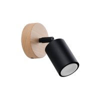 Wandspot Holz Stahl Schwarz GU10 verstellbar H:10 cm