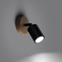 Wandspot Holz Stahl Schwarz GU10 verstellbar H:10 cm