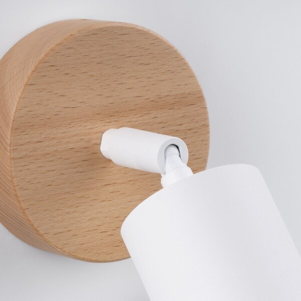 Wandspot Holz Stahl Weiß GU10 verstellbar H:10 cm