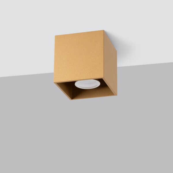 Elegante Deckenleuchte Stahl Gold GU10 Würfel B:10 cm