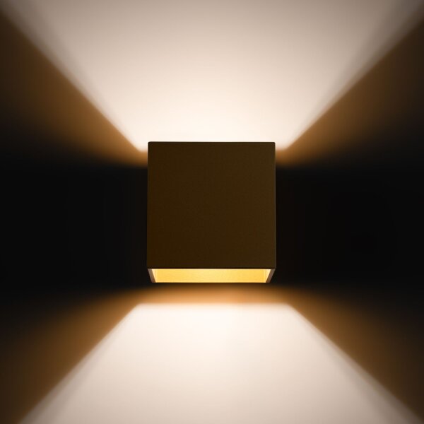 Wandlampe Up Down Stahl Gold T:12 cm G9 Würfel elegant
