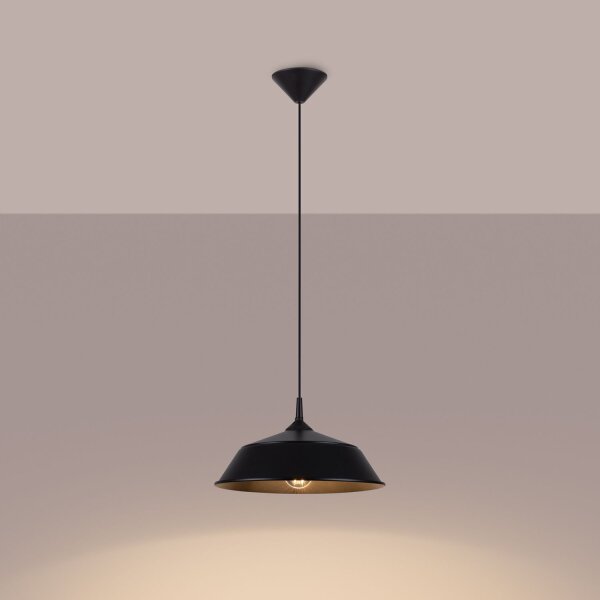 Runde Hängelampe Schwarz Stahl E27 Ø34 cm Esstisch