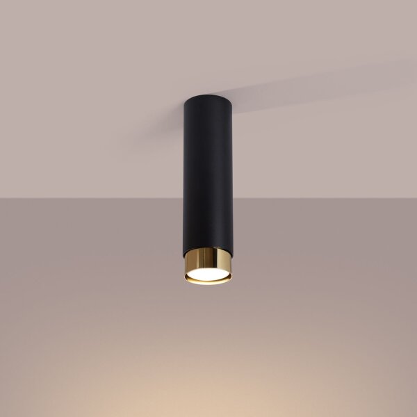 Elegante Deckenlampe Schwarz Gold GU10 Ø6 cm rund