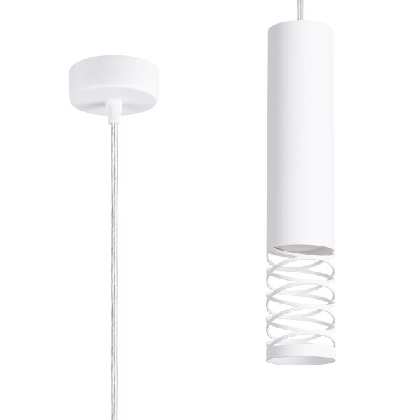 Stilvolle Hängelampe Weiß Stahl GU10 L:8 cm rund