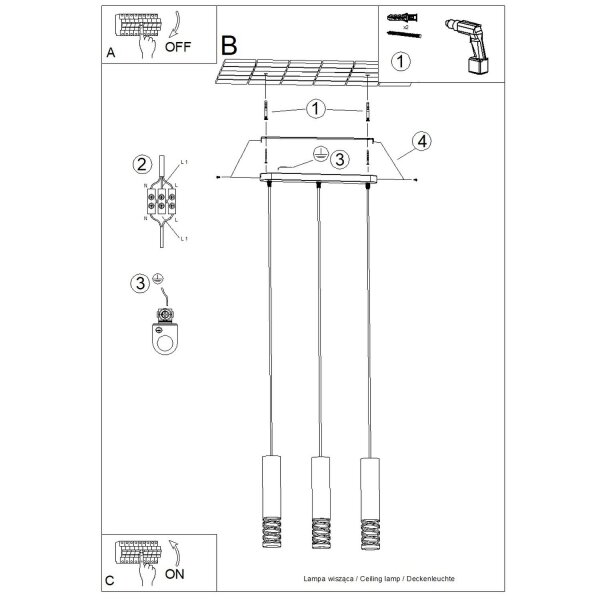 Stilvolle Hängelampe Weiß Stahl GU10 40 cm 3-flammig