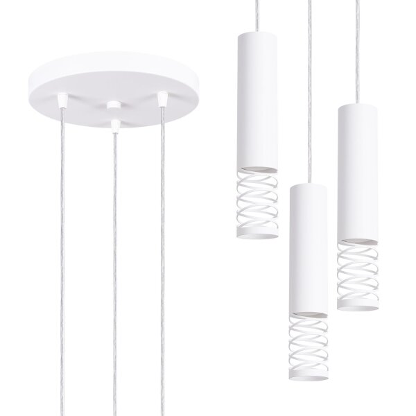 Pendelleuchte Weiß Stahl GU10 L:25 cm 3-flammig