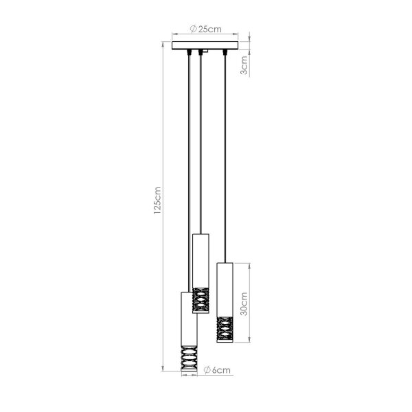 Pendelleuchte Weiß Stahl GU10 L:25 cm 3-flammig