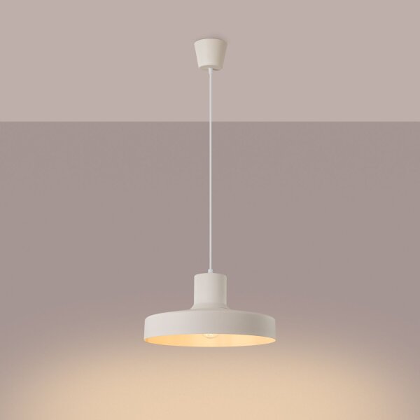 Hängelampe Stahl Beige E27 L:35 cm rund wohnlich