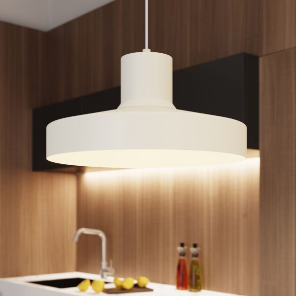 Hängelampe Stahl Beige E27 L:35 cm rund wohnlich