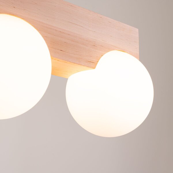 Deckenlampe Holz Glas G9 2-flammig 29 cm lang blendarm