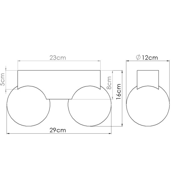 Deckenlampe Holz Glas G9 2-flammig 29 cm lang blendarm
