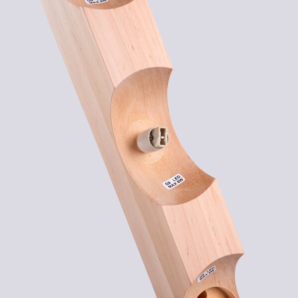 Deckenlampe Holz Glas G9 3-flammig 46 cm lang blendarm