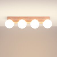Deckenleuchte Holz Glas G9 4-flammig 63 cm blendarm