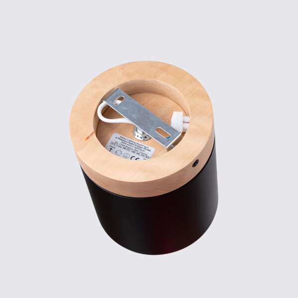 Runde Deckenleuchte Holz Aluminium Schwarz GU10 Ø12 cm