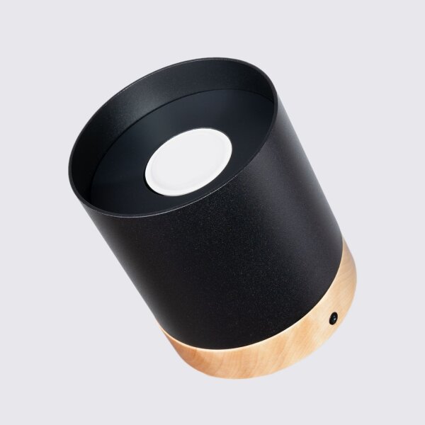 Runde Deckenleuchte Holz Aluminium Schwarz GU10 Ø12 cm