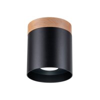 Runde Deckenleuchte Holz Aluminium Schwarz GU10...