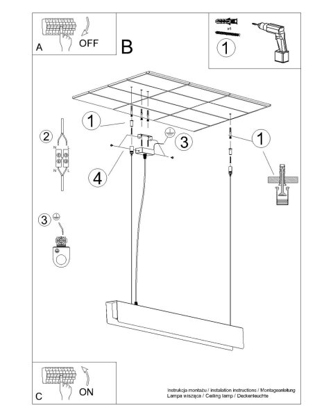 Große Hängelampe Stahl Schwarz G13 3000 K L:100 cm