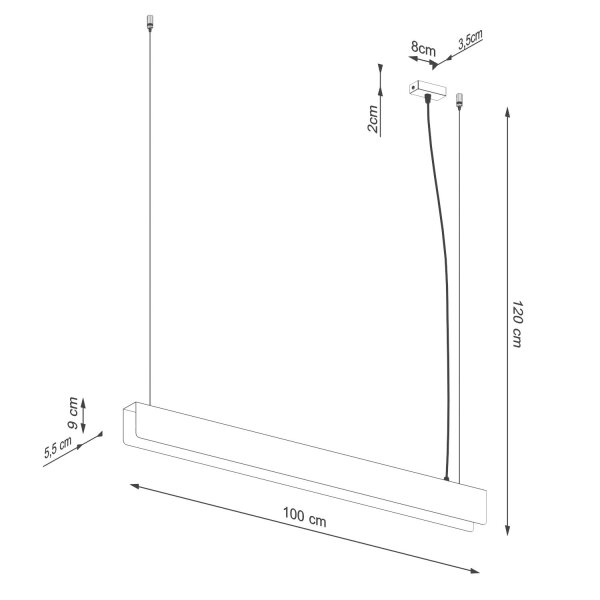 Große Hängelampe Stahl Gold G13 3000 K 100 cm lang
