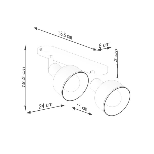 Deckenspot flexibel Schwarz Stahl E27 47 cm 2-flammig