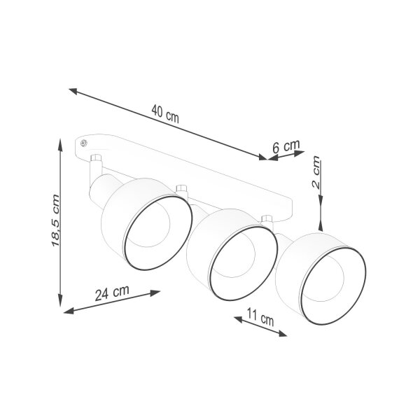 Deckenspot verstellbar Weiß Stahl E27 59 cm 3-flammig