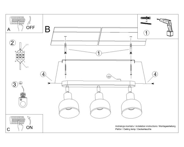 Deckenspot verstellbar Weiß Stahl E27 59 cm 3-flammig