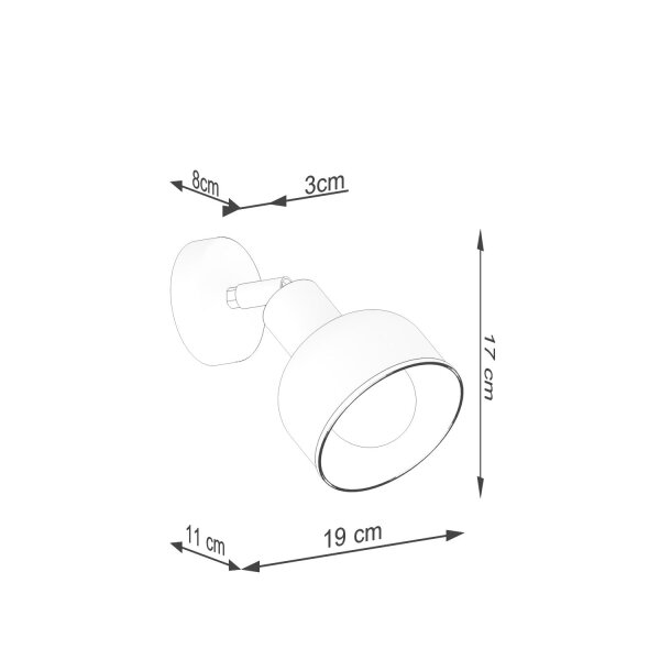 Wandstrahler Stahl Weiß E27 H:17 cm Spot schwenkbar