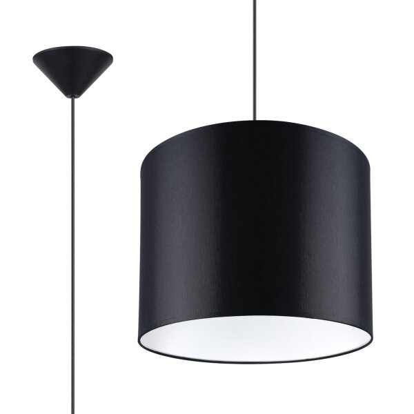 Runde Hängelampe Stoff Schwarz E27 rund Ø30 cm blendarm