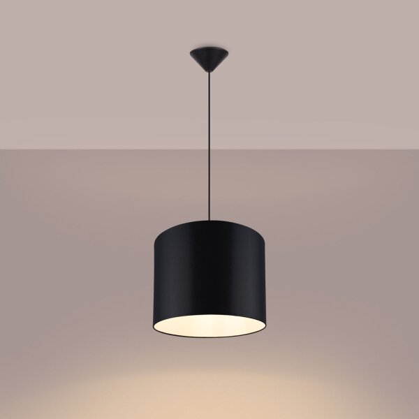 Runde Hängelampe Stoff Schwarz E27 rund Ø30 cm blendarm
