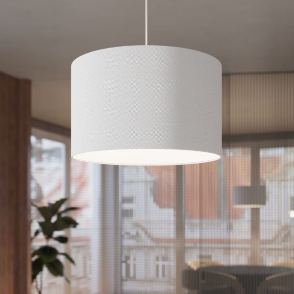 Runde Pendelleuchte Stoff Weiß E27 rund Ø30 cm blendarm